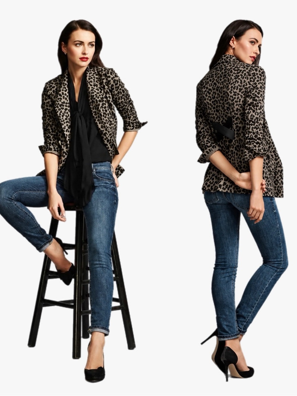 CAbi Leopard-Print Tailored Blazer in Taupe and Black Style #3373 Women’s Sz 0 - Picture 2 of 8